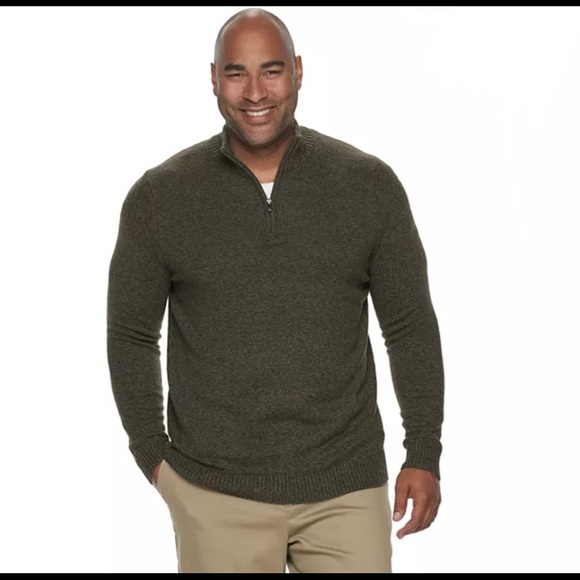 Croft Borrow Green Quarter Zip Sweater 